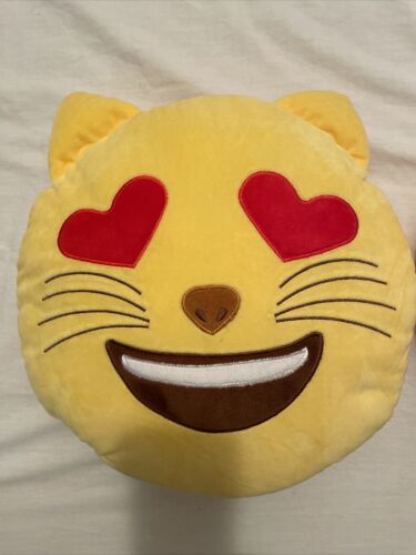 Emoticon Cat Heart Eyes and Sleeping 2 Yellow Emoji Plush Pillows - Fresh Stock Dated December 2025