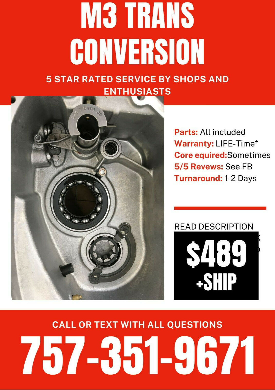 BMW M3 e46 Manual Conversion Transmission Kit Getrag 420g 6 SMG Bellhousing - Fresh Stock Dated December 2025