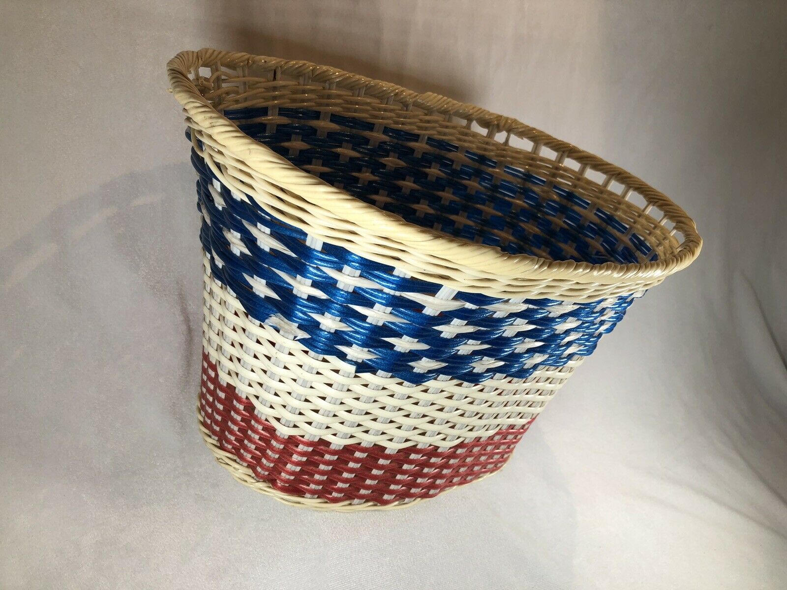 VINTAGE Bicentennial SCHWINN Bicycle Basket Stingray Red White Blue BASKETWEAVE - Fresh Stock Dated December 2025