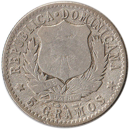 1897 Dominican Republic 20 Centavos Silver Coin KM#14 - Fresh Stock Dated December 2025
