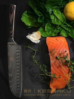 Kessaku 7-Inch Santoku Knife - Samurai Series - High Carbon 7Cr17MoV Steel - Fresh Stock Dated December 2025