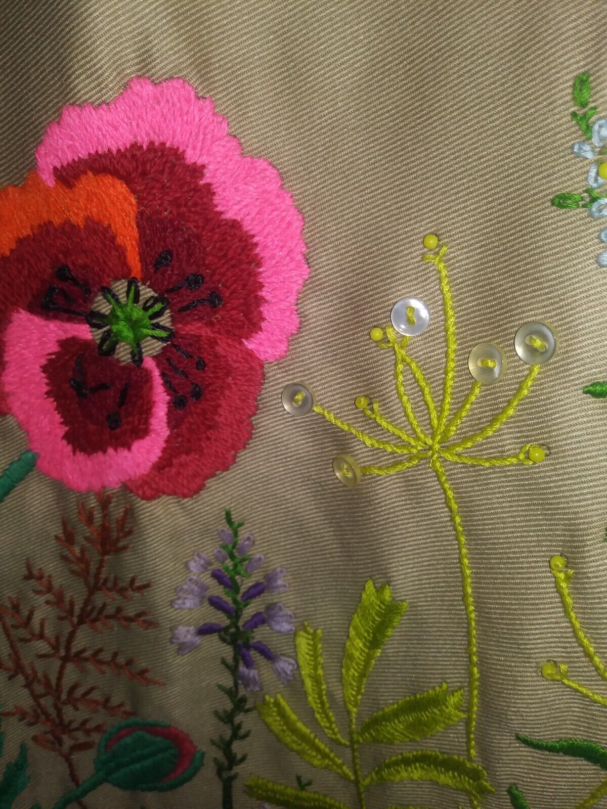 Vintage 70s XL Embroidered Colorful Crewel Flowers Boho Maxi Skirt~38