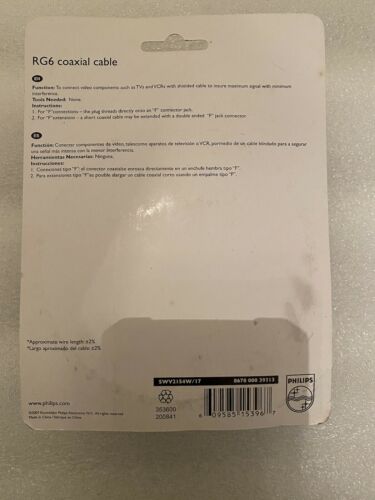 Coaxial RG6 Digital Video Cable HD TV Satellite Antenna Wire Black 12' ft New - Fresh Stock Dated December 2025