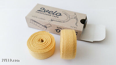 2Velo TOP COTTON Vintage HANDLEBAR TAPE vintage yellow - Fresh Stock Dated December 2025