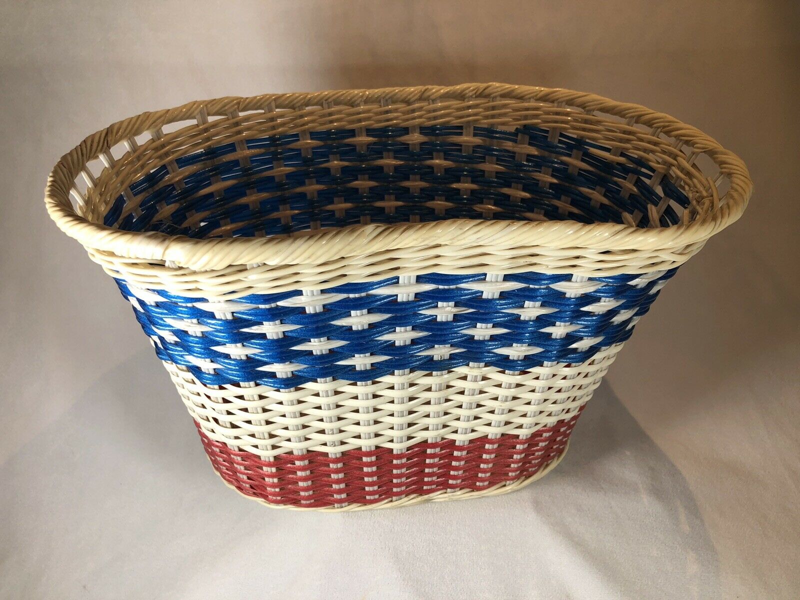 VINTAGE Bicentennial SCHWINN Bicycle Basket Stingray Red White Blue BASKETWEAVE - Fresh Stock Dated December 2025