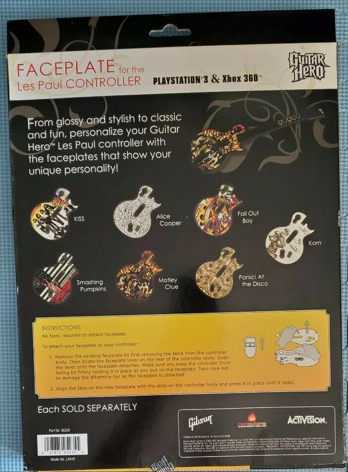 NEW GUITAR HERO - MOTLEY CRUE - FACE PLATE 4 LES PAUL CONTROLLER PS3 & XBOX 360 - Fresh Stock Dated February 2026