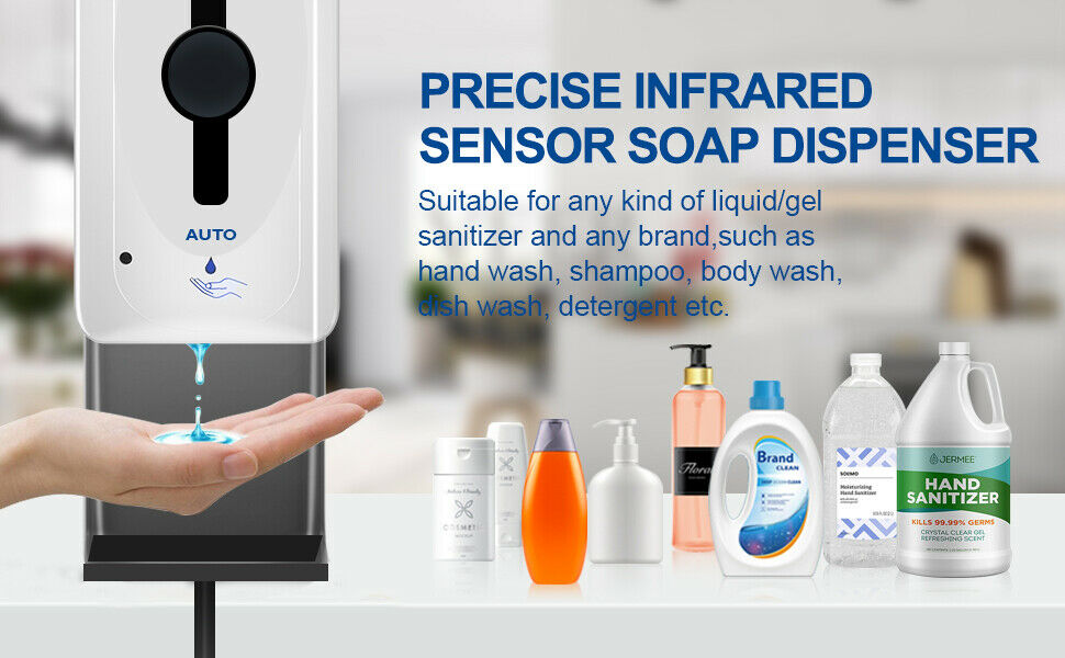 Hand Sanitizer Dispenser w/Adjustable Floor Stand for Business HandsFree 1200ml - Fresh Stock Dated February 2026
