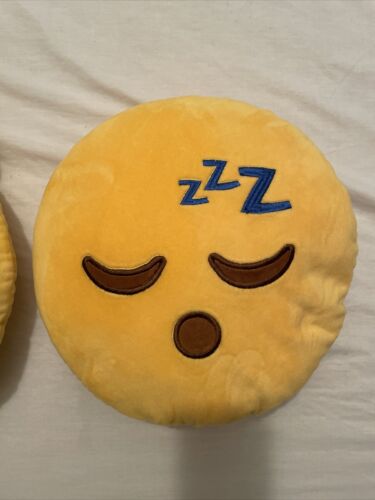 Emoticon Cat Heart Eyes and Sleeping 2 Yellow Emoji Plush Pillows - Fresh Stock Dated December 2025