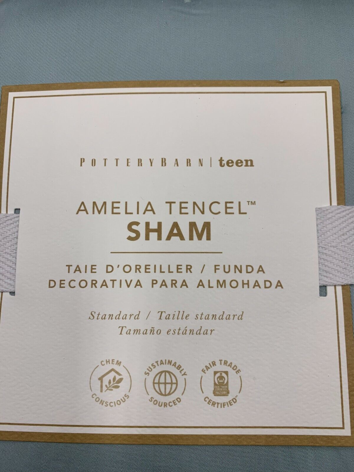 Pottery Barn Teen Amelia Tencel Quilted Sham Standard Porcelain Blue #G35 - Fresh Stock Dated February 2026