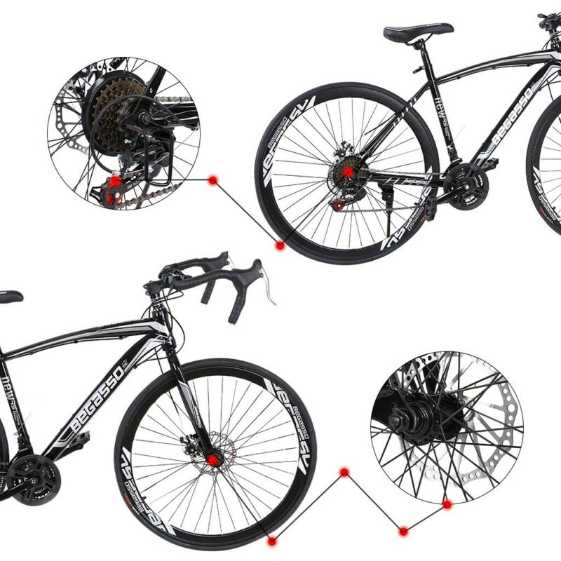 Begasso Shimanos Aluminum Full Suspension Road Bike 21 Speed ​​Disc Brakes, 700c - Fresh Stock Dated February 2026