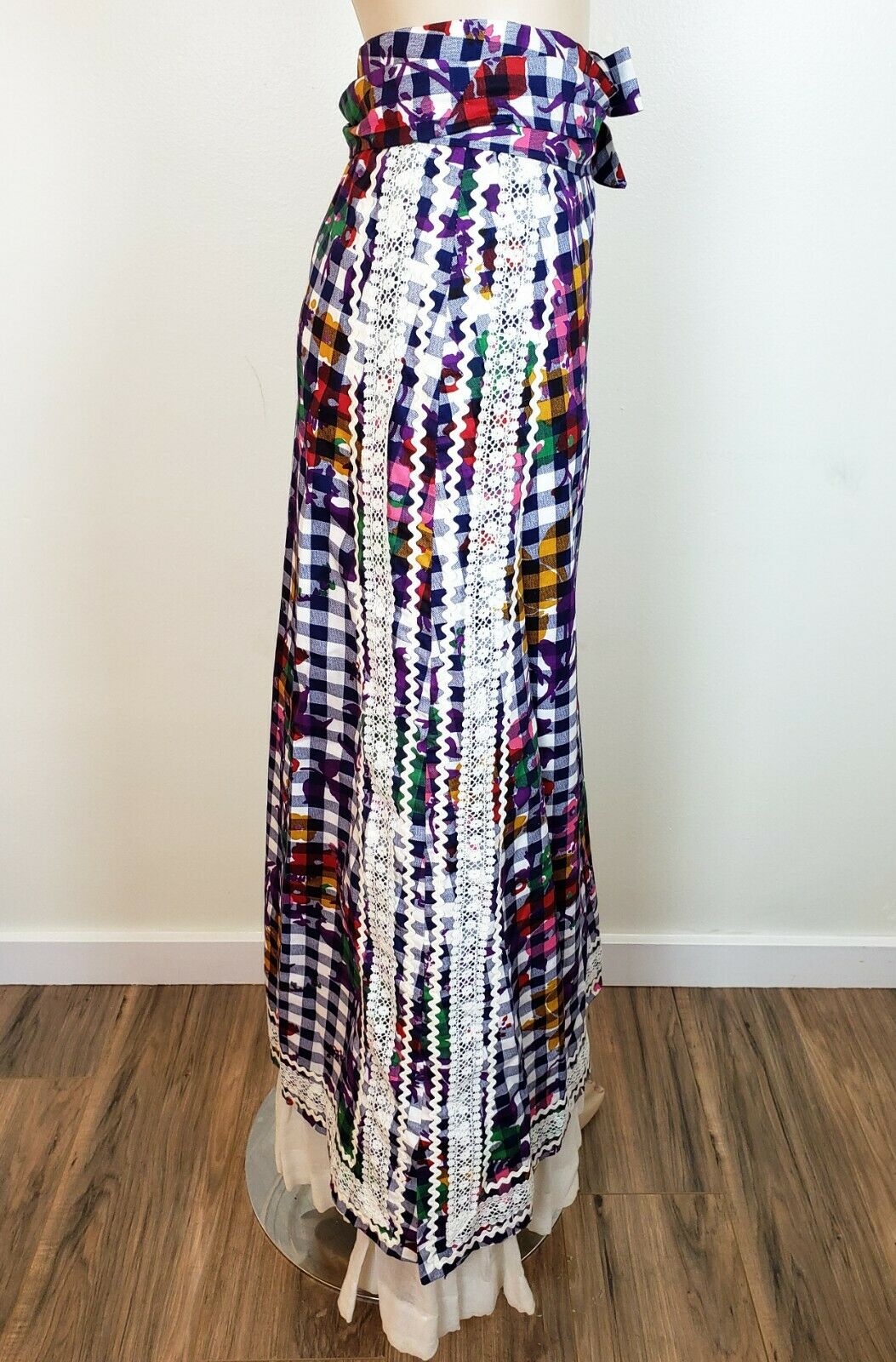 NWT! Vtg 70s CHESSA DAVIS PLAID PRAIRIE SKIRT Cottagecore New! Boho Hippy sz M - Fresh Stock Dated February 2026