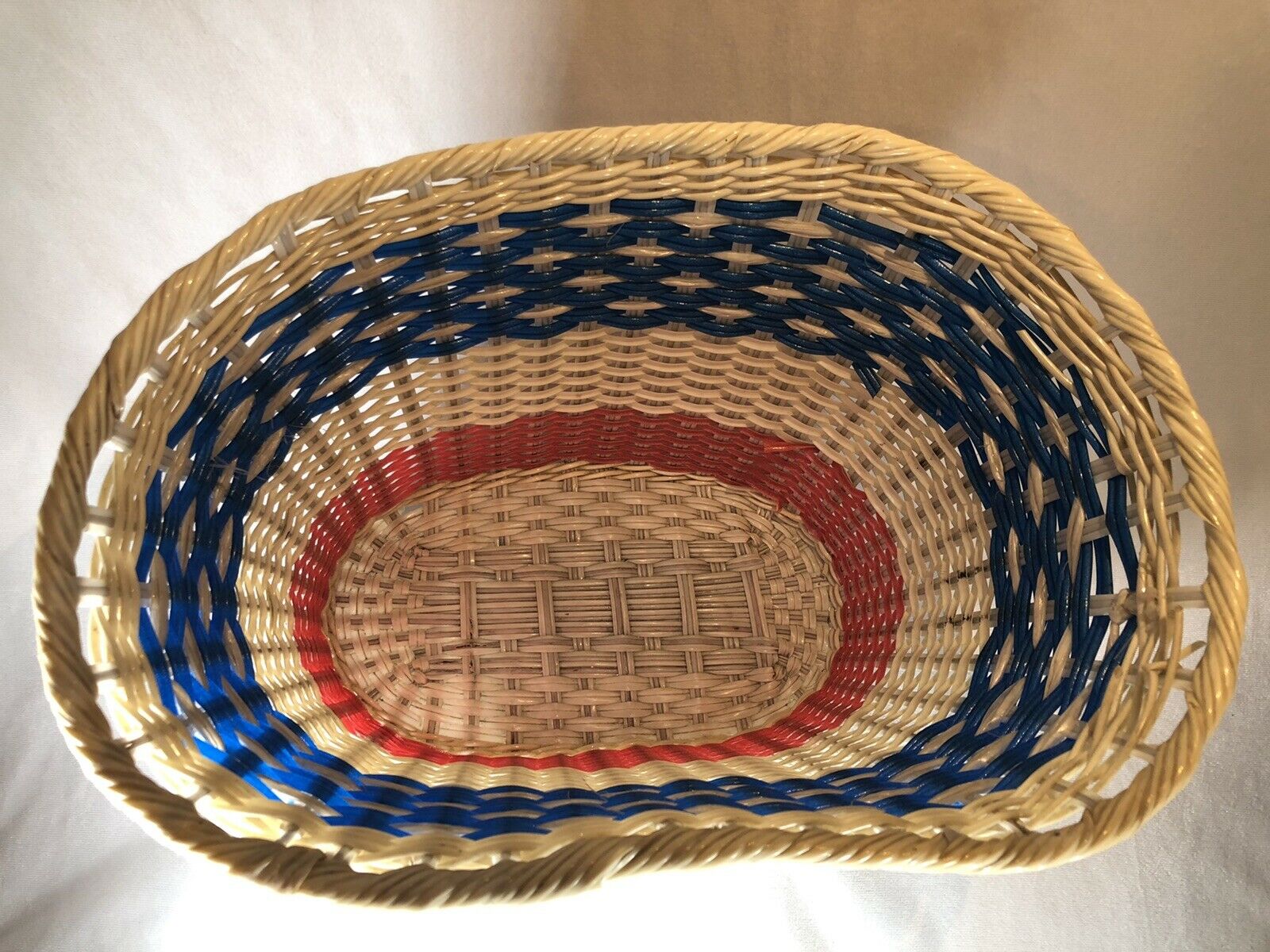 VINTAGE Bicentennial SCHWINN Bicycle Basket Stingray Red White Blue BASKETWEAVE - Fresh Stock Dated December 2025