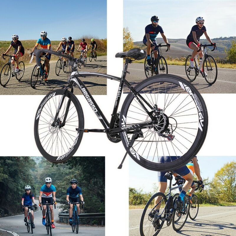 Begasso Shimanos Aluminum Full Suspension Road Bike 21 Speed ​​Disc Brakes, 700c - Fresh Stock Dated February 2026