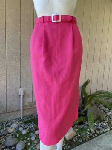 VTG 60’s 70’s hot pink high waist pencil Bod Con skirt pockets Belt XS - Fresh Stock Dated February 2026