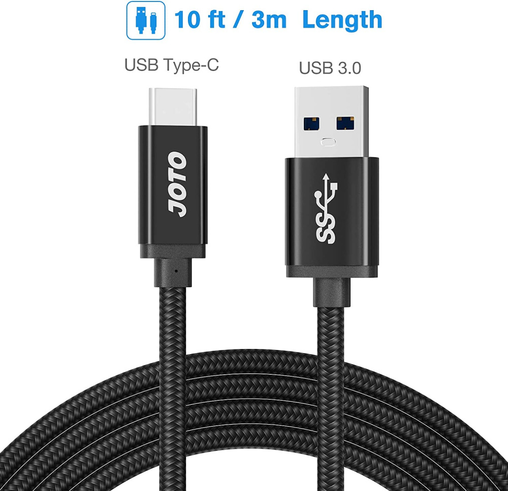JOTO Type C Cable Extra Long 10ft, USB-C 3.1 Type-C to USB 3.0 A Black - Fresh Stock Dated February 2026