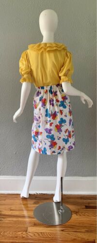 Vintage Colorful OP ART Floral High Waist Retro Midi Skirt M - Fresh Stock Dated February 2026