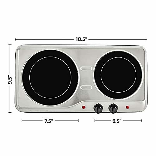 Electric Stove Cooktop Burner Infrared Ceramic Double Glass Hot Plate 1500 Watts - Fresh Stock Dated December 2025