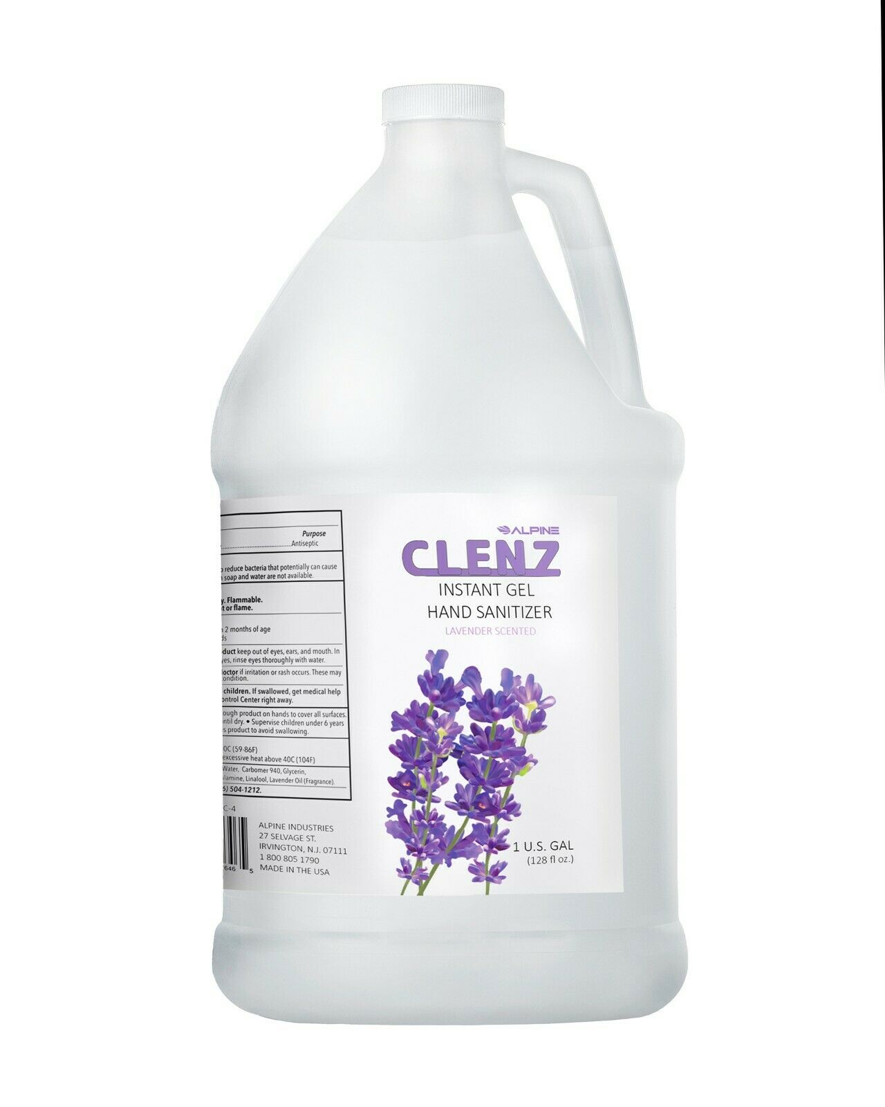 Alpine Industries Clenz 1 Gallon Lavender Gel Hand Sanitizer, 4-Pack - Fresh Stock Dated February 2026
