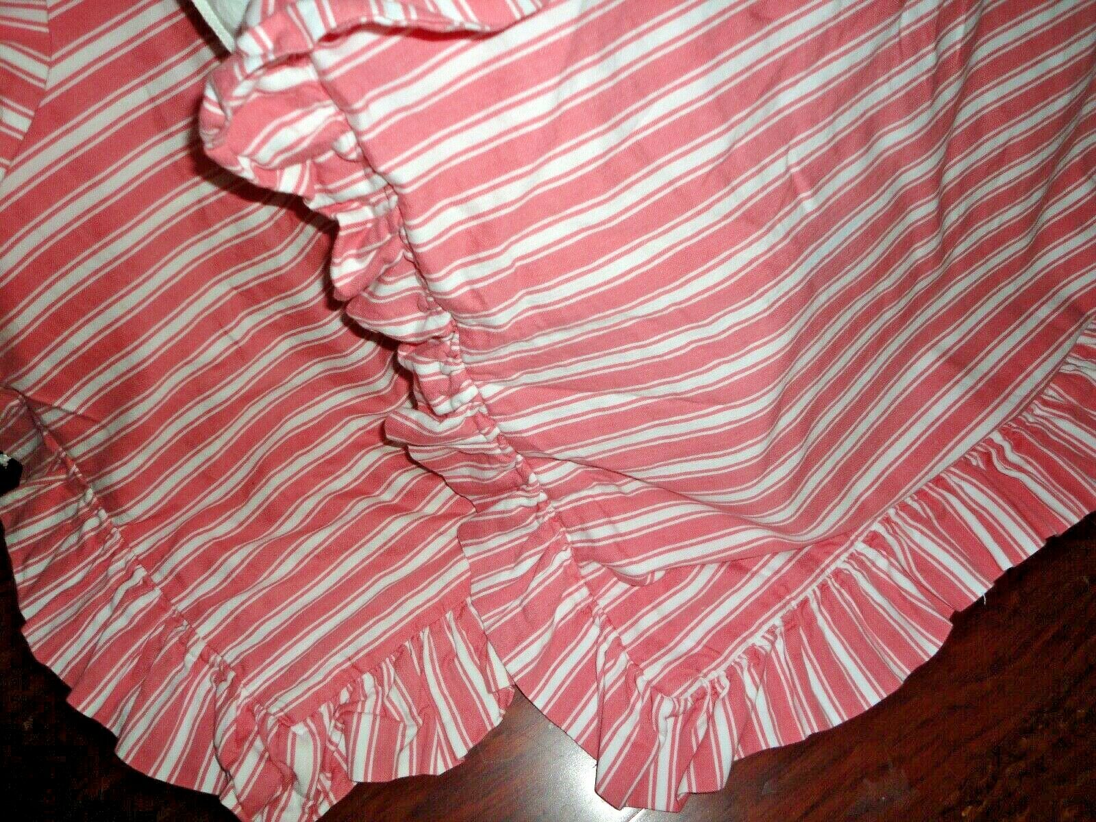 PINE CONE HILL CORAL & WHITE TICKING STRIPES (PAIR) EURO PILLOW SHAMS 26 X 26 - Fresh Stock Dated December 2025