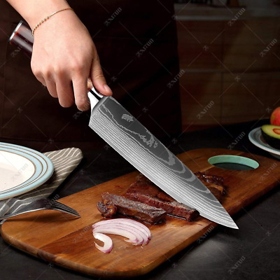 XITUO 1-10PCS  kitchen knives Set Laser Damascus pattern chef knife Sharp Santok - Fresh Stock Dated December 2025