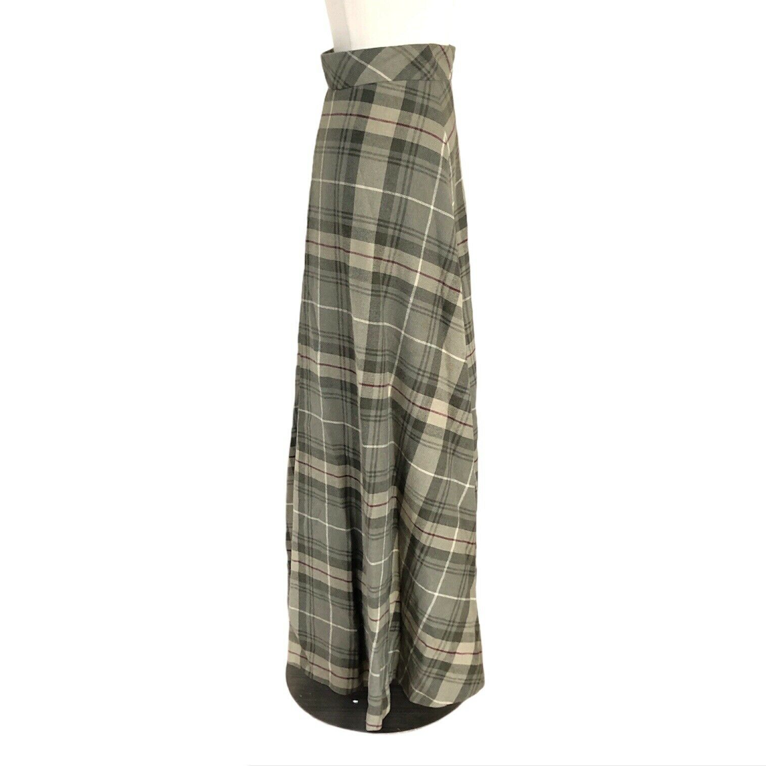 Vintage 60s 70s Long Green Plaid Skirt High Waisted Tartan Cottagecore Maxi MF&C - Fresh Stock Dated March 2026