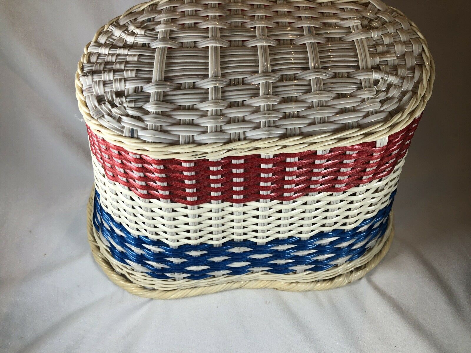 VINTAGE Bicentennial SCHWINN Bicycle Basket Stingray Red White Blue BASKETWEAVE - Fresh Stock Dated December 2025