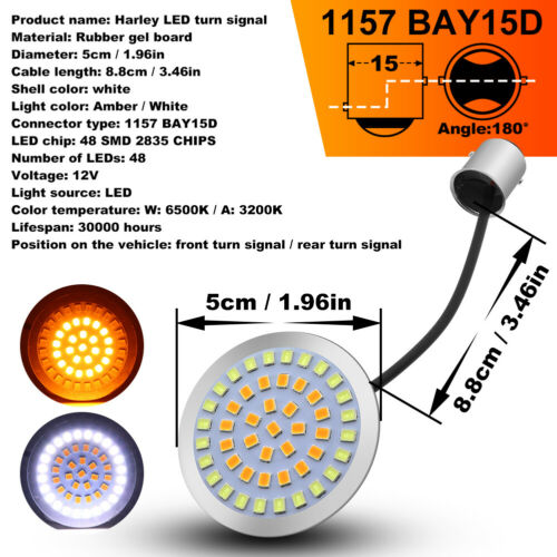 2 Amber 1157 BAY15D LED Motorcycle Turn Signal Running Light For Harley Davidson - Fresh Stock Dated February 2026