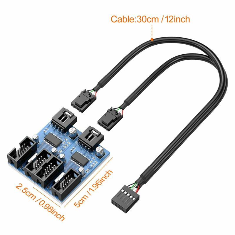 Motherboard USB2.0 9pin USB Header Splitter Male 1 to 4 1 4 Converter - Fresh Stock Dated February 2026