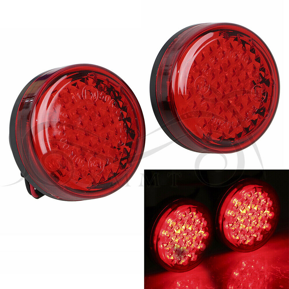 Motorcycle Red Round 20 LED Brake Turn Signal Stop Tail Lights For Harley Dyna - Fresh Stock Dated February 2026