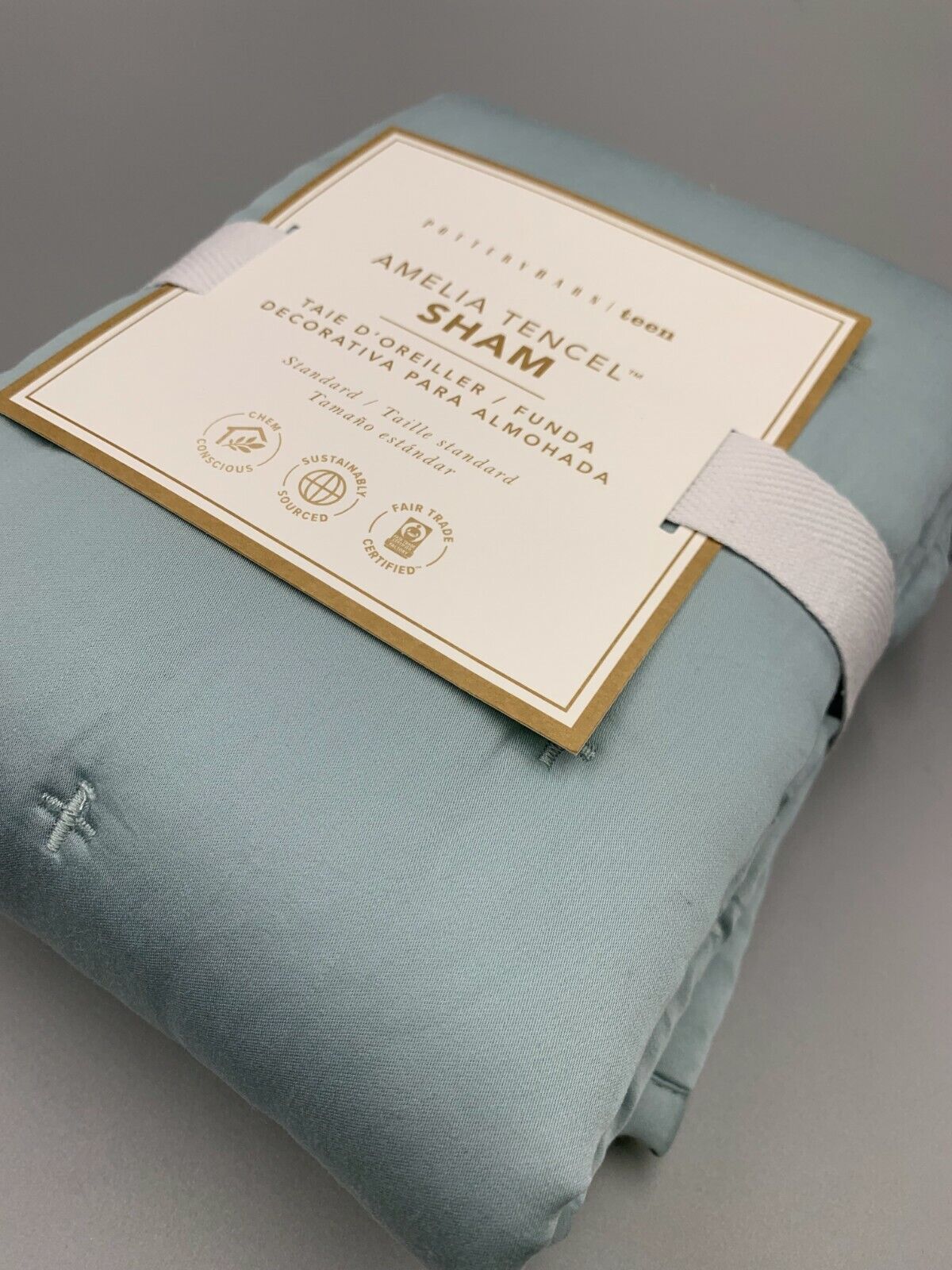Pottery Barn Teen Amelia Tencel Quilted Sham Standard Porcelain Blue #G35 - Fresh Stock Dated February 2026