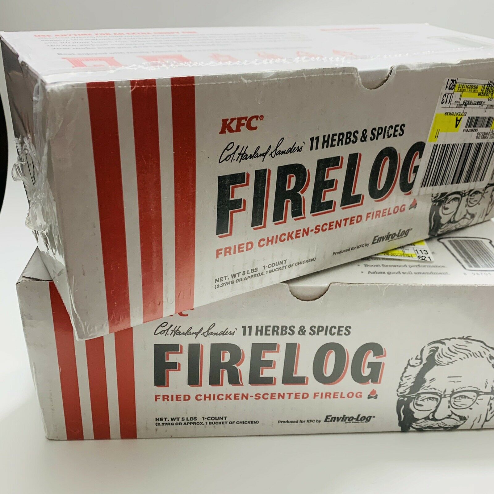 2 KFC Limited Edition 11 Herbs Spices FIRE LOG EnviroLog KENTUCKY FRIED CHICKEN - Fresh Stock Dated December 2025