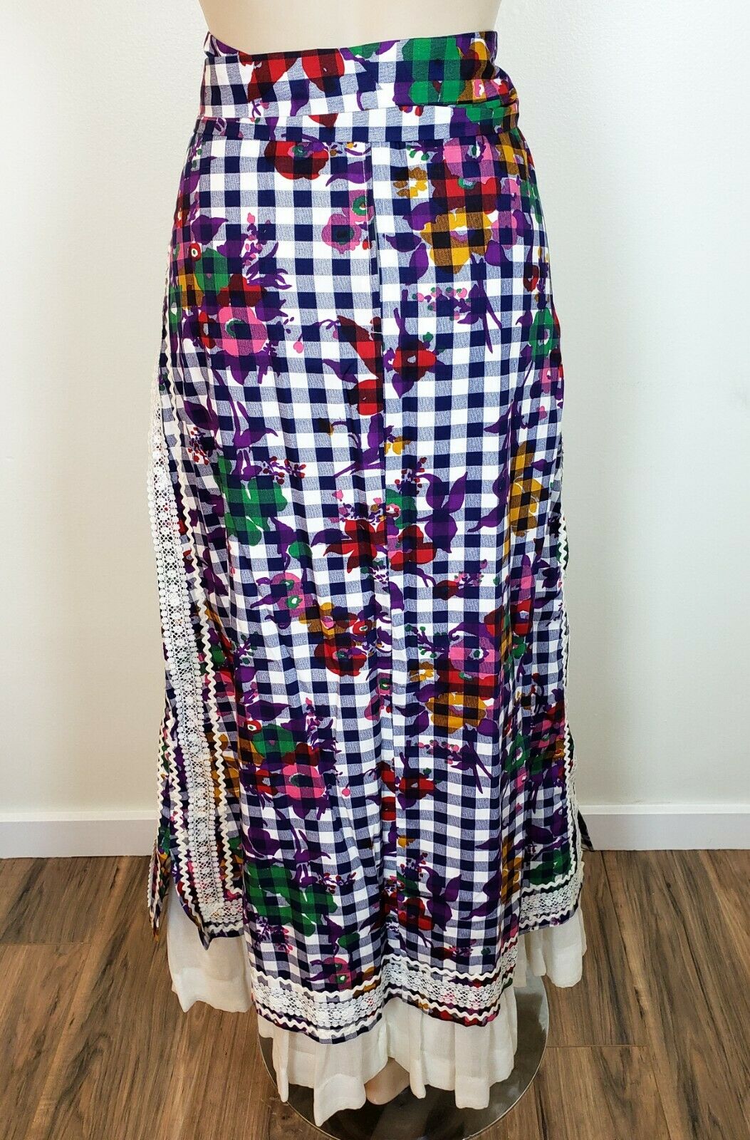 NWT! Vtg 70s CHESSA DAVIS PLAID PRAIRIE SKIRT Cottagecore New! Boho Hippy sz M - Fresh Stock Dated February 2026
