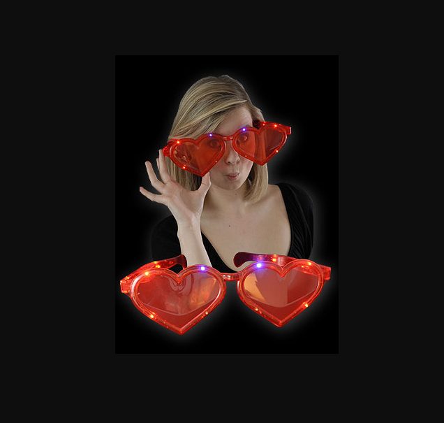Heart Shades LED Light Up Jumbo Glasses Flashing Shades Hearts Party Favors 5pks - Fresh Stock Dated February 2026