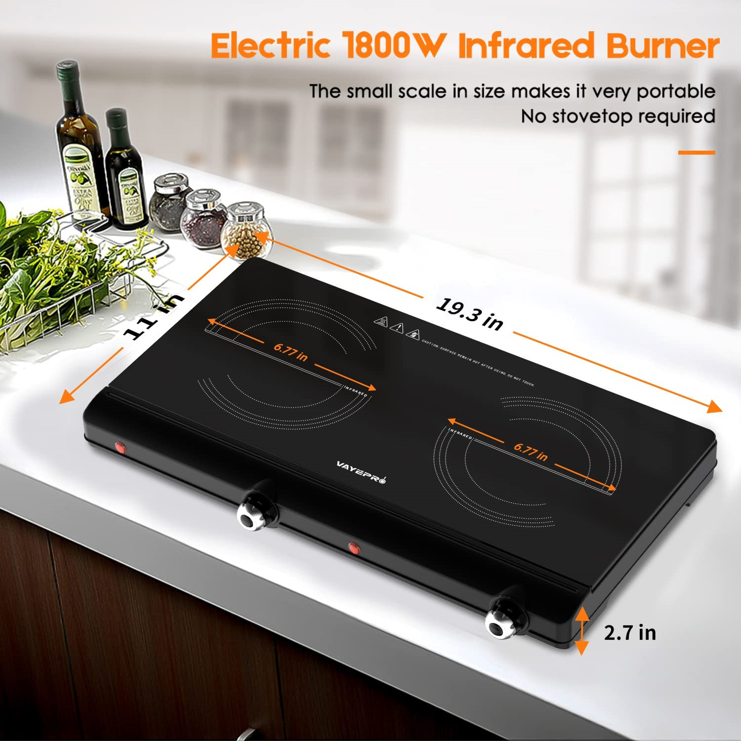 Electric Hot Plate for Cooking, Infrared Double Burner,1800W Portable Electric - Fresh Stock Dated December 2025