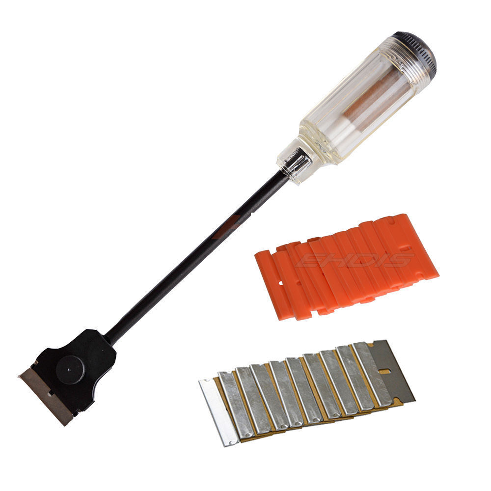 Long Handle Grip Razor Blade Scraper with Spare Blades Paint Remover Glue Clean - Fresh Stock Dated February 2026