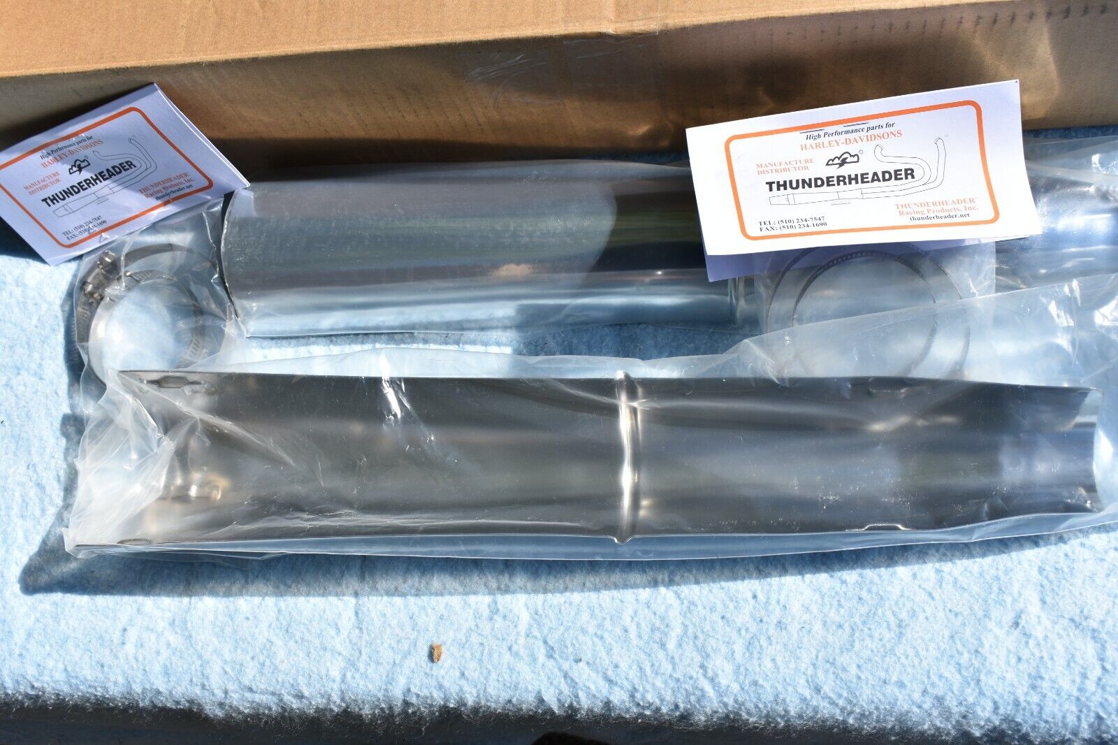 Thunderheader Chrome Heat Shields for Harley FLH 1995-16, Slip-Ons - 1161  H1 - Fresh Stock Dated February 2026