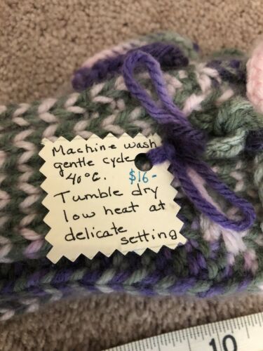 Handmade Knitted Little Girls 12” Purple Green Leg Warmers - Fresh Stock Dated December 2025