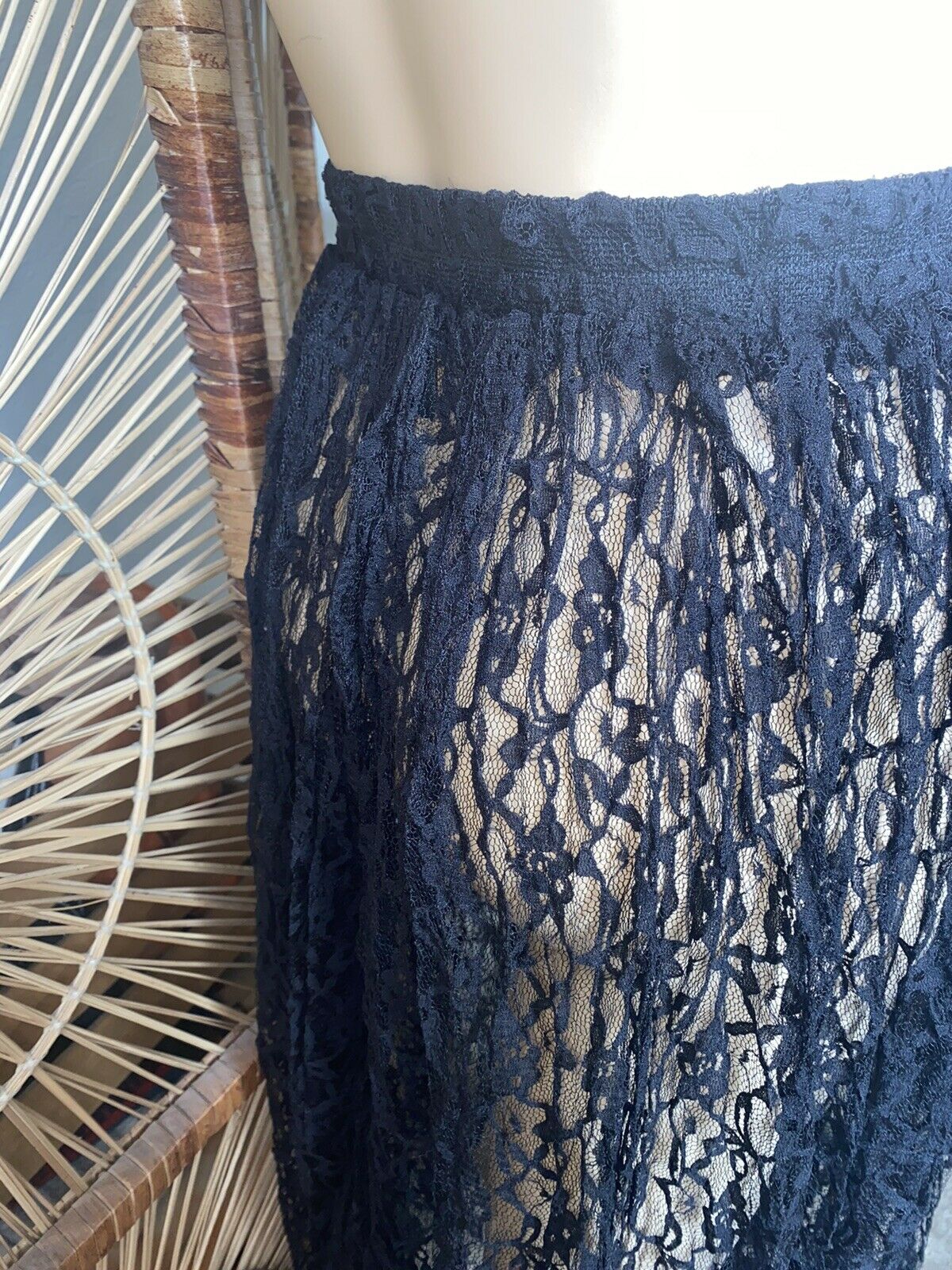 Vintage 90s Black Lace Skirt Goth Stevie Knicks Hippie Boho Skirt Judy Knapp CA - Fresh Stock Dated March 2026