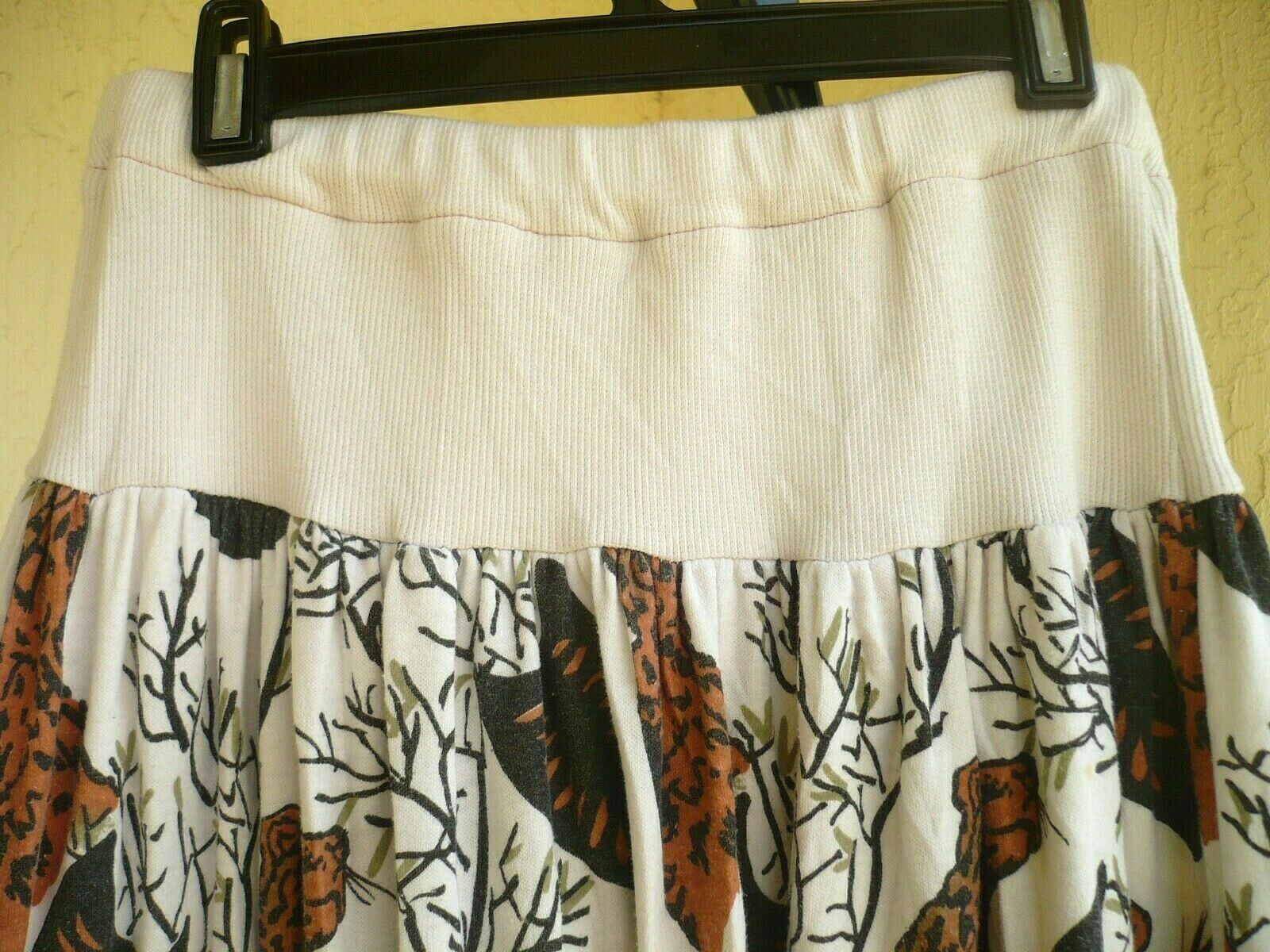 VTG 80S S M WARM FALL LEOPARD PALM RIBBED FLARE ELASTIC WAIST SOFT SKIRT WOMEN - Fresh Stock Dated February 2026