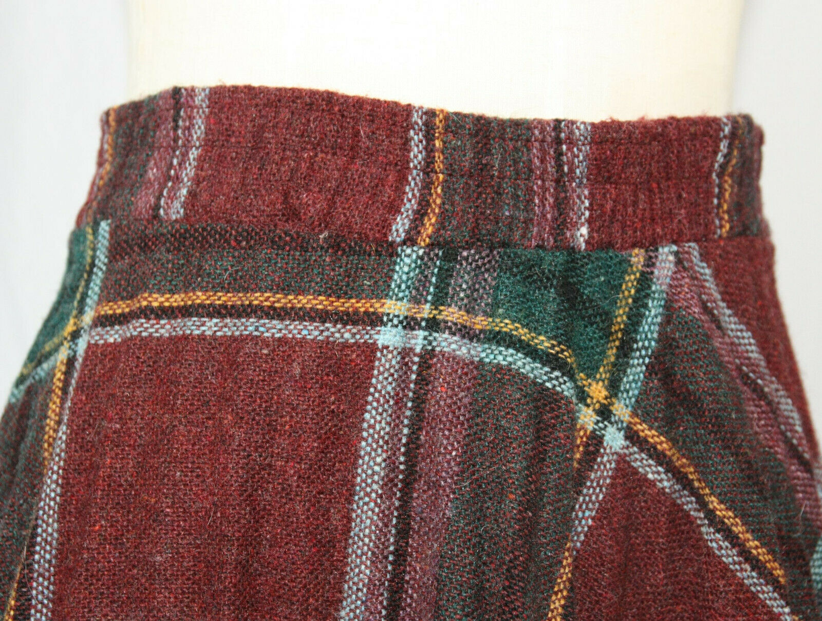 Vintage 1980's Maroon Plaid Tartan Pleated Full Flair Skirt Wool - 7/8 - Fresh Stock Dated February 2026