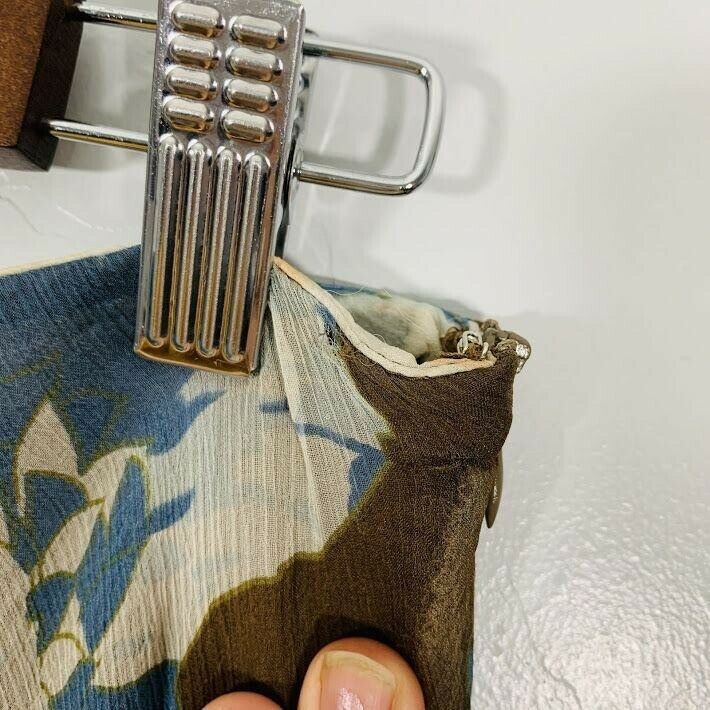 Vintage Y2K Brown Blue Silk Floral Print Flowy Summer Midi Skirt - Fresh Stock Dated February 2026