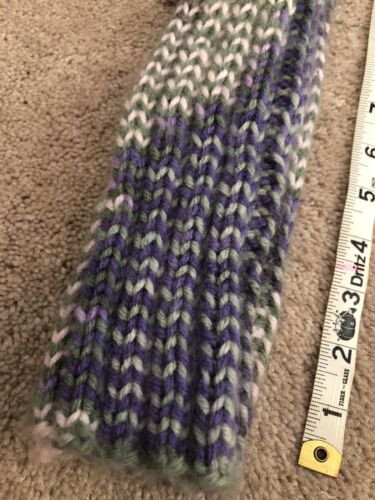 Handmade Knitted Little Girls 12” Purple Green Leg Warmers - Fresh Stock Dated December 2025