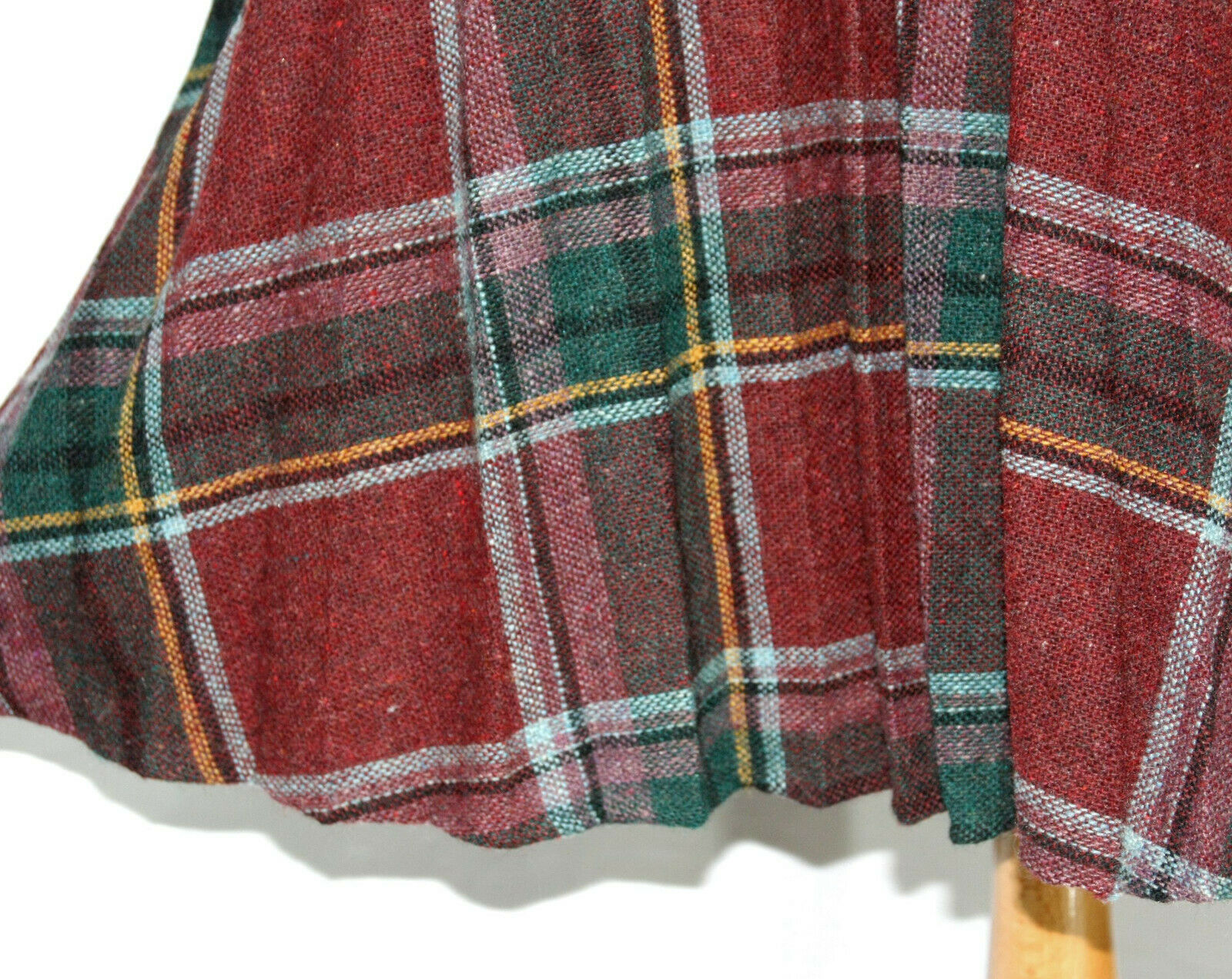 Vintage 1980's Maroon Plaid Tartan Pleated Full Flair Skirt Wool - 7/8 - Fresh Stock Dated February 2026