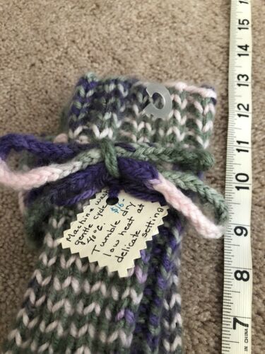 Handmade Knitted Little Girls 12” Purple Green Leg Warmers - Fresh Stock Dated December 2025