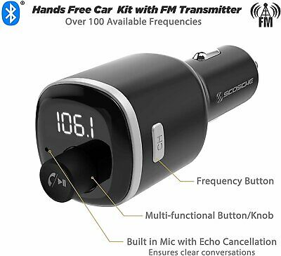 Scosche Universal Hands-Free Bluetooth Car Kit - FM Transmitter, Dual USB, Black - Fresh Stock Dated February 2026