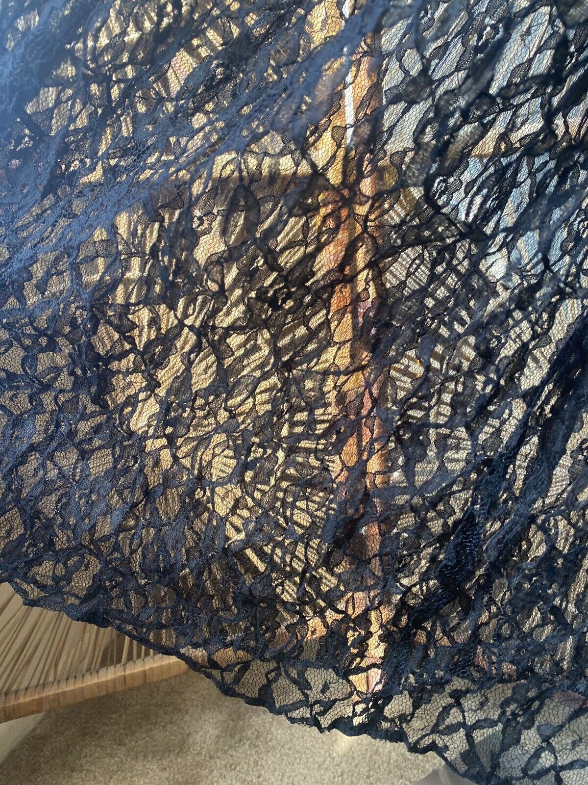 Vintage 90s Black Lace Skirt Goth Stevie Knicks Hippie Boho Skirt Judy Knapp CA - Fresh Stock Dated March 2026