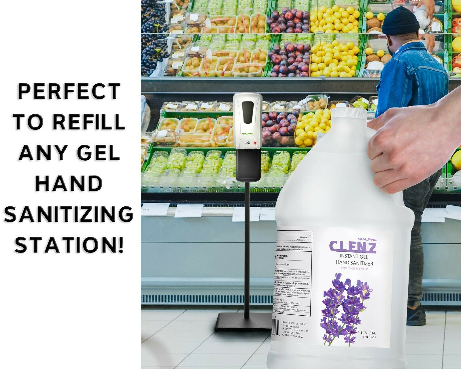 Alpine Industries Clenz 1 Gallon Lavender Gel Hand Sanitizer, 4-Pack - Fresh Stock Dated February 2026