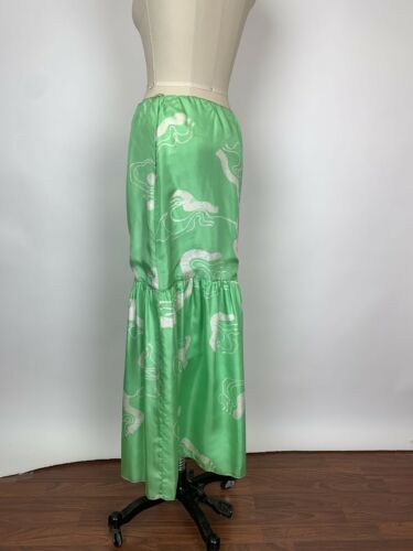 Vintage Mary McFadden Rare Silk Mermaid Maxi Skirt Pale Green And White - Fresh Stock Dated February 2026