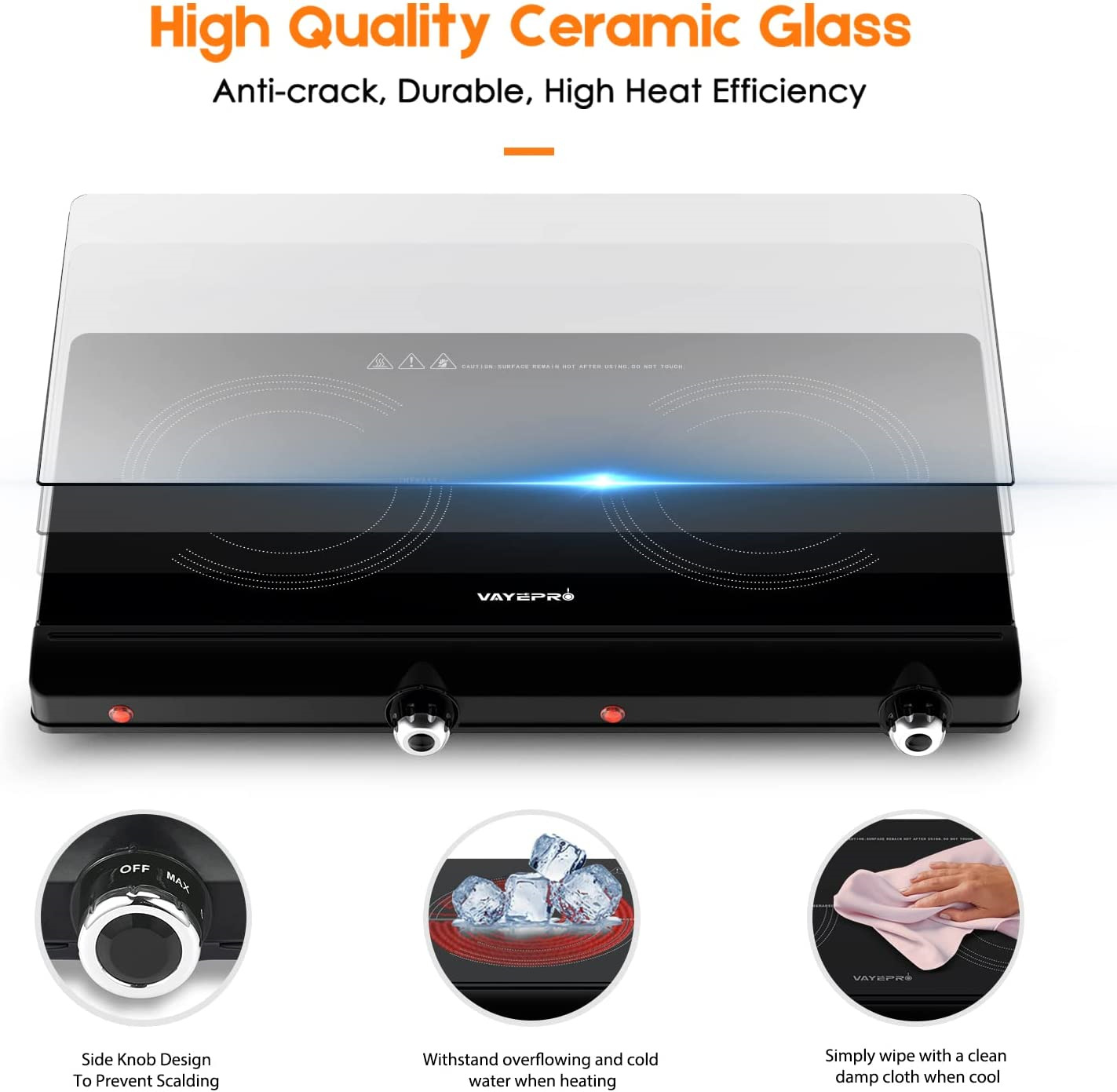 Electric Hot Plate for Cooking, Infrared Double Burner,1800W Portable Electric - Fresh Stock Dated December 2025