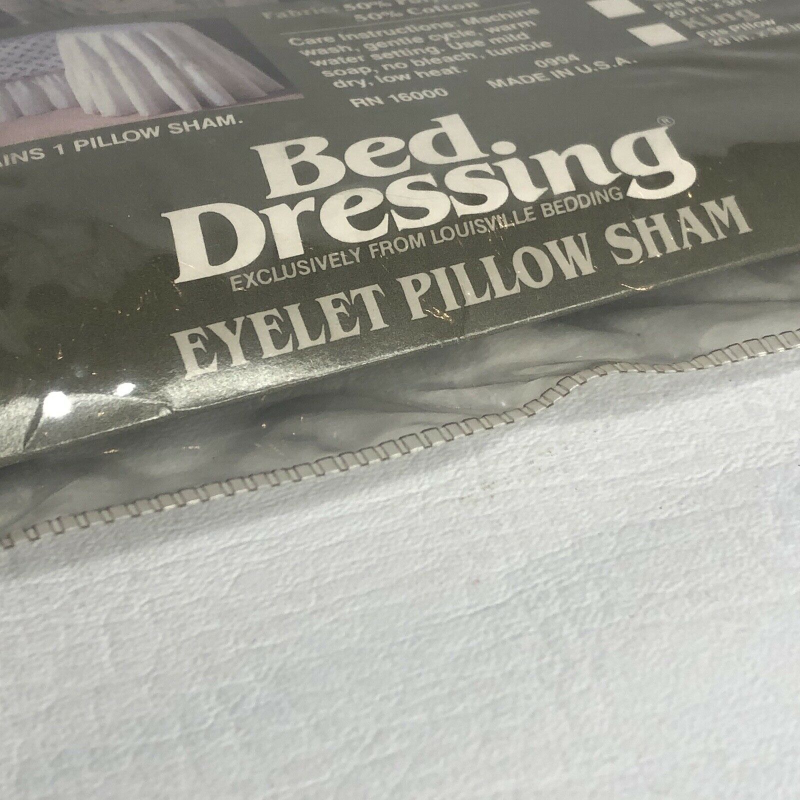 Louisville Bedding Bed Dressing Pillow Sham Eyelet Nos Vintage - Fresh Stock Dated December 2025